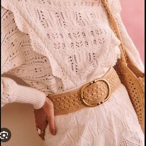 Sezane Fetiche raffia natural belt 80